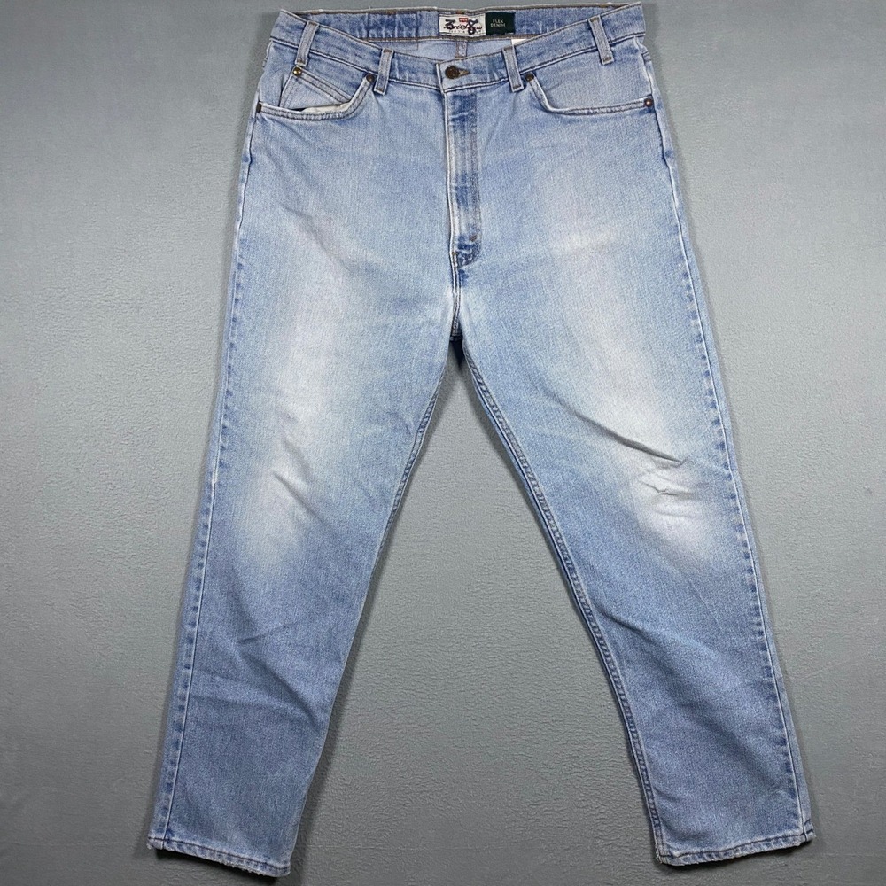 Levi Strauss 540 Jeans Mens 38x30 Blue Flex Denim Light Wash Brown Tab USA Made‎